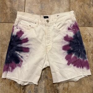 Edwin Cai Short Size 28 Womens 7" Inseam Sunset White Purple Denim Tie Dye